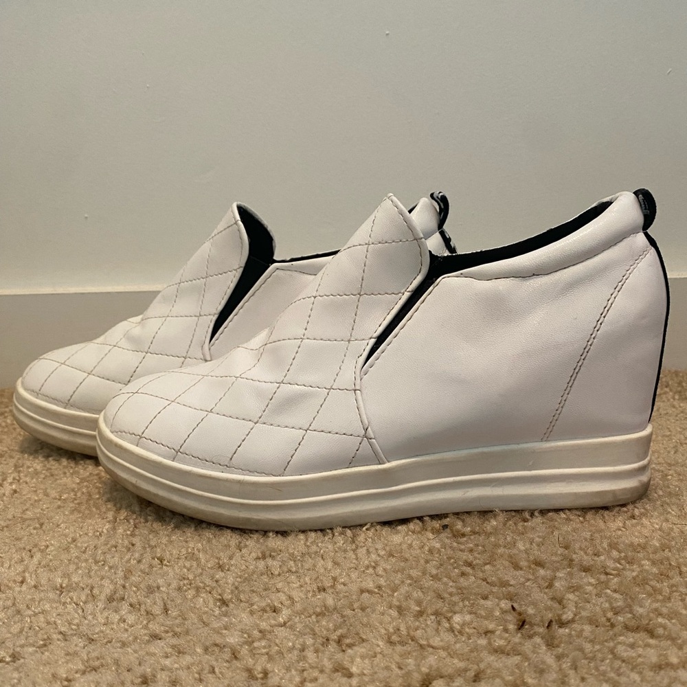 White Platform Slip-On Sneakers